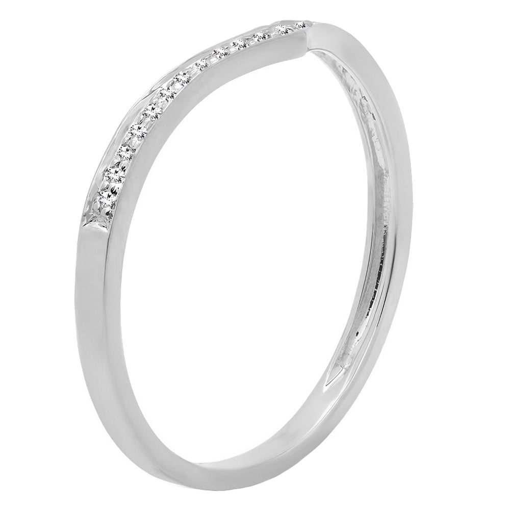 Dazzlingrock Collection 0.12 Carat ctw Available In 10K/14K/18K Gold Round White Diamond Ladies Anniversary Wedding Stackable Band Guard Ring