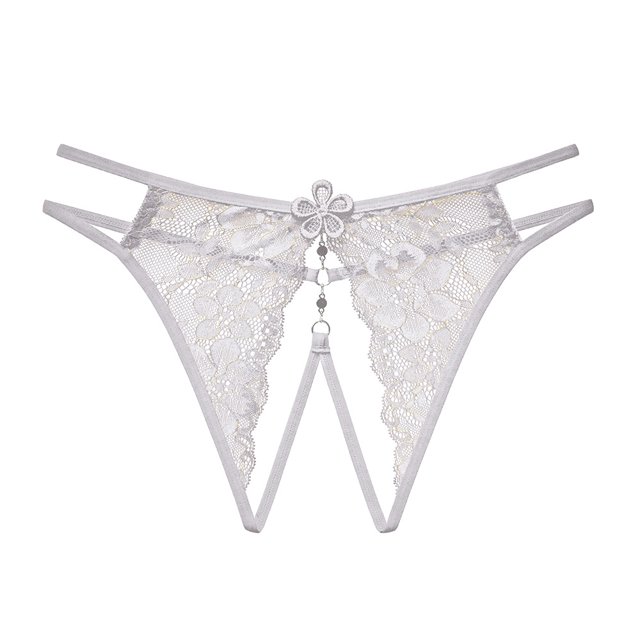 Tangas sexys de encaje floral con entrepierna abierta para mujer: bragas de cintura baja para un look de lencería seductor.