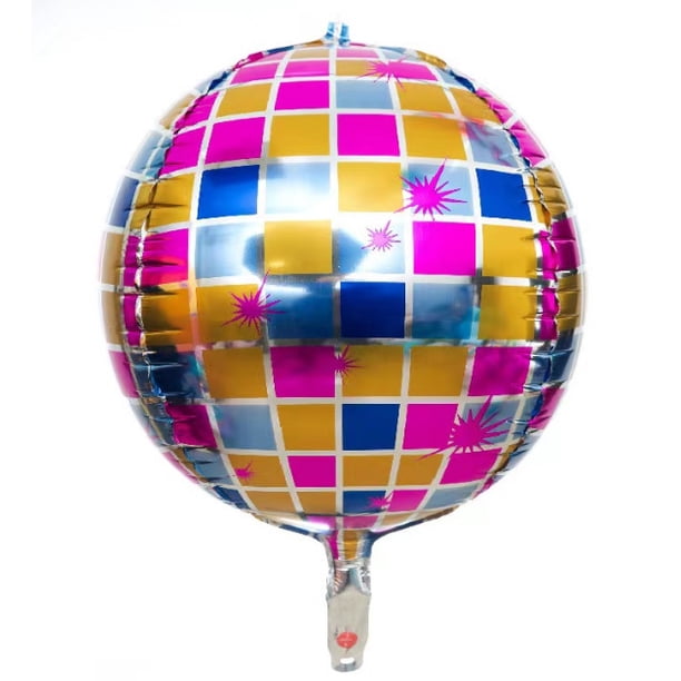 Globo de aluminio 4D de 22 pulgadas con láser plateado para discoteca, bar, fiesta, globo de papel de aluminio arcoíris