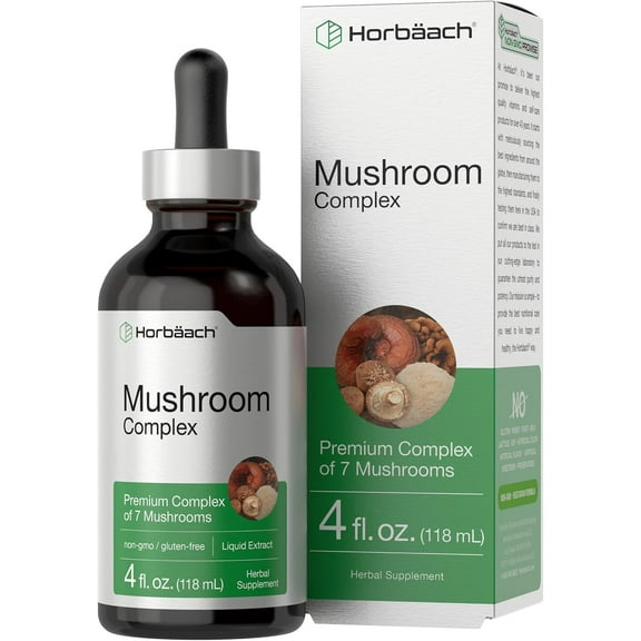 Mushroom Complex Liquid Extract | 4 FL Oz Tincture Drops for Men and Women | by Horbäach