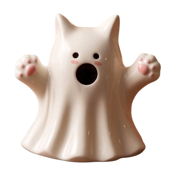 Halloween Cat Ghost, Spooky Black Kitten Figurine Home Tabletop Decoration for Indoor Party Festive Atmosphere Haunted House Display Creepy Gothic Style