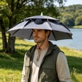 thumbnail image 6 of Solar Fan Umbrella Hat, Double-Layer UV Protection Waterproof Cap for Fishing Beach Hiking Camping(Gray,One Size), 6 of 7