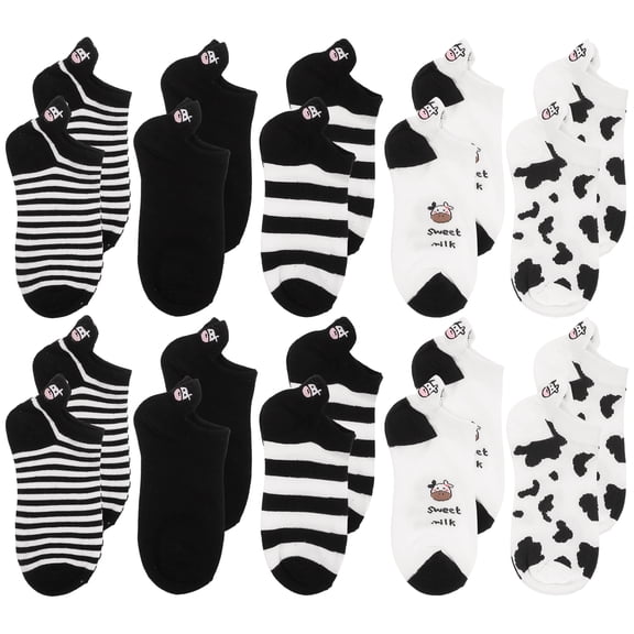 WORGEOUS Cow Socks Women Cute Ankle Socks Cotton 5 Pairs Assorted Color