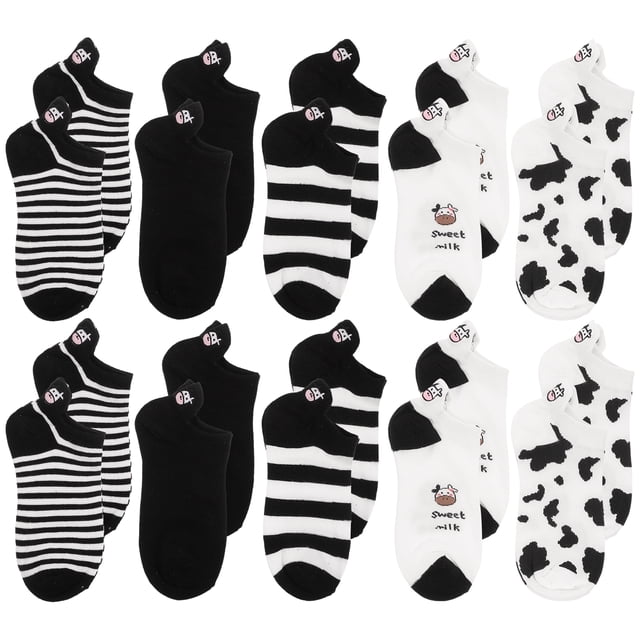 5 pares de calcetines tobilleros para niña, creativos, cortos y elegantes, con estampado de vaca
