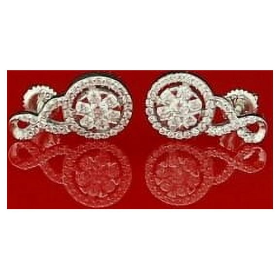 King of Bling's 925 White Sterling Silver Cubic Zirconia Women's & Men's Hip Hop Stud Earring