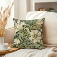 thumbnail image 3 of Ethan Taylor Botanical Throw Pillow Soft Cushion Cover 'William Morris Floral Pattern III Modern Cottage and Cottagecore' Pattern Decorative Square Accent Pillow Case, 16x16 Inches, Green, Beige, 3 of 5