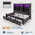 thumbnail image 4 of amerlife Twin Daybed with Bookcase Headboard, USB-C Charging, RGB Lights & 3 Drawers, No Box Spring Needed, Platform Bed Frame for Teens, Dorms, Guest Room,Black, 4 of 9