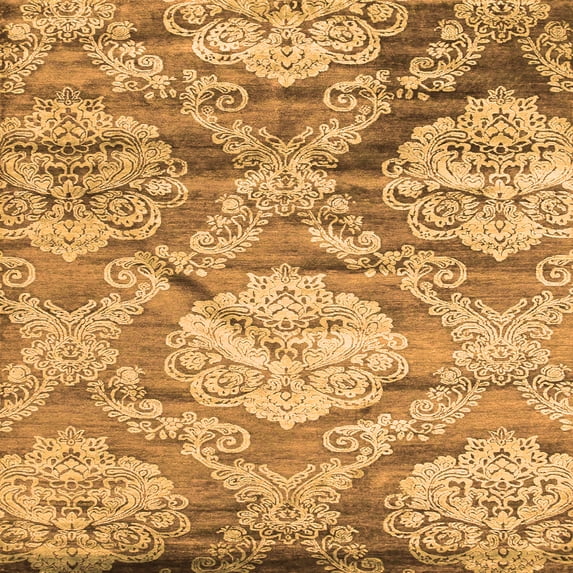 Ahgly Company Indoor Square Abstract Orange Contemporary Area Rugs, 5' Square