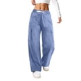 thumbnail image 2 of DORKASM Cargo Pants for Women 28"/30" Lightweight Quick Dry Casual Travel Pants Work Hiking Outdoor Trousers with Pockets Blue S, 2 of 6