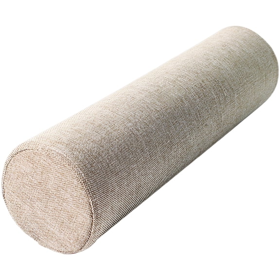 Camel Cylindrical Pillow with Sponge Core, 23.6 x 5.9 in Long Linen Bolster, Neck Support for Sofa, Bed, Office Chair, Leg Rest, Napping, Lumbar Cushion & Headrest