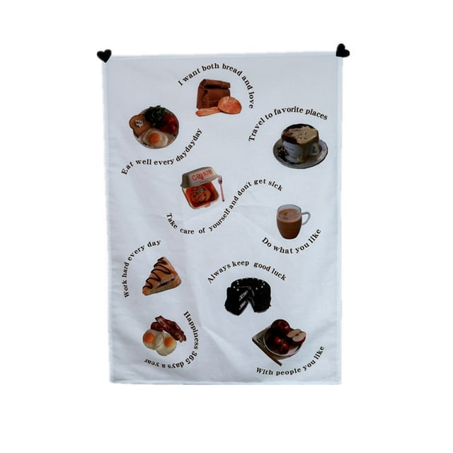 Tapicería de pared para desayuno, pan y tarta, 75 x 53 cm, microtela