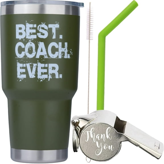 DORADREAMDEKO Coach Gifts - Green Tumbler for Soccer, Volleyball, Men & Women Coaches - Perfect Christmas Gift & Appreciation Ideas
