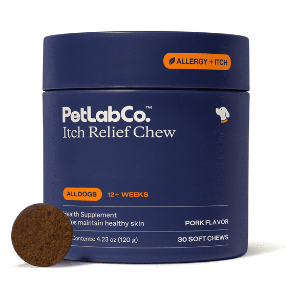 PetLab Co. Itch Relief Chews For Dogs - For Dry, Occasionally Itchy Skin and Coats - Omega 3 & 6. 30 ct