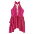 thumbnail image 3 of RUNQHUI Robe de Danse Lyrique pour Filles Enfants Sans Manches Dos Nu avec Strass Rose Vif 14, 3 of 5