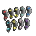 thumbnail image 1 of Paquete de 9 fundas para cabezas de palos de golf. Protege el palo. Se adapta a la mayoría de los palos. Accesorios de golf. Funda para cabeza. Fácil Negro, 1 of 8