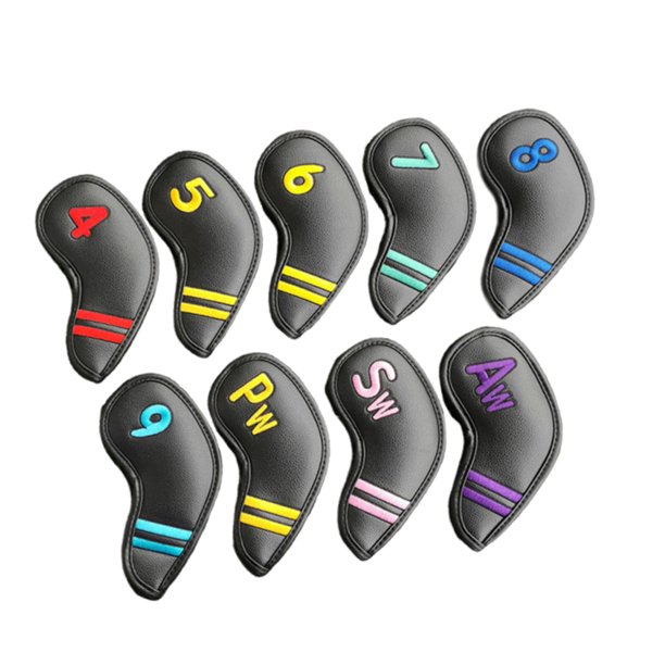 9 fundas para cabezas de palos de golf, aptas para la mayoría de los palos, a prueba de polvo y golpes, para principiantes. Negro