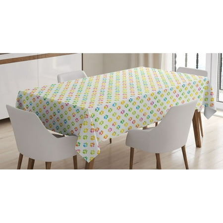 

Dog Lover Tablecloth Animal Footprint Colorful Abstract Puppy Paws Grunge Elements Paintbrush Effect Rectangle Satin Table Cover for Dining Room and Kitchen 52 X 70 Multicolor by Ambesonne