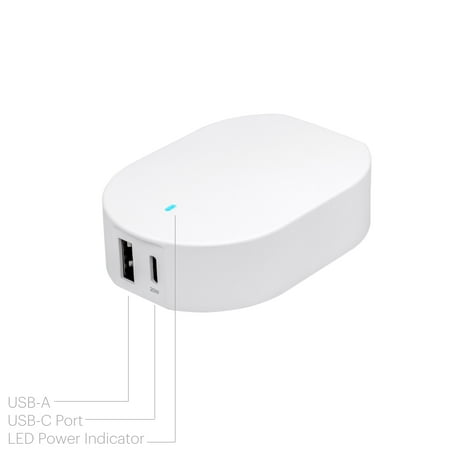 onn. 32W Dual-Port Wall Charger, 20W USB-C Port Fast Charger with Power Delivery; 12W USB Port Standard Charges. USB-C Power Delivery Compatible with iPhone 12, 12 Pro, 12 Pro Max, iPad and More