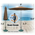 thumbnail image 2 of Sunrise 9' Outdoor Umbrella with 8 Ribs, Tilt, and Crank, Patio Garden Market Sunshade Umbrella (Brown), 2 of 10
