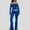Blue, variant on successthop 2 Piece Lounge Set Women Solid Color Croped Off Shoulder Long Sleeve Shirts and Flared Leggings Basic Travel Pajamas Lounge Set Loungewear Summer Outfits