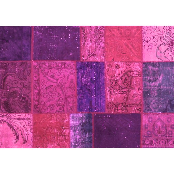 Ahgly Company Indoor Rectangle Patchwork Pink Transitional Area Rugs, 2' x 4'