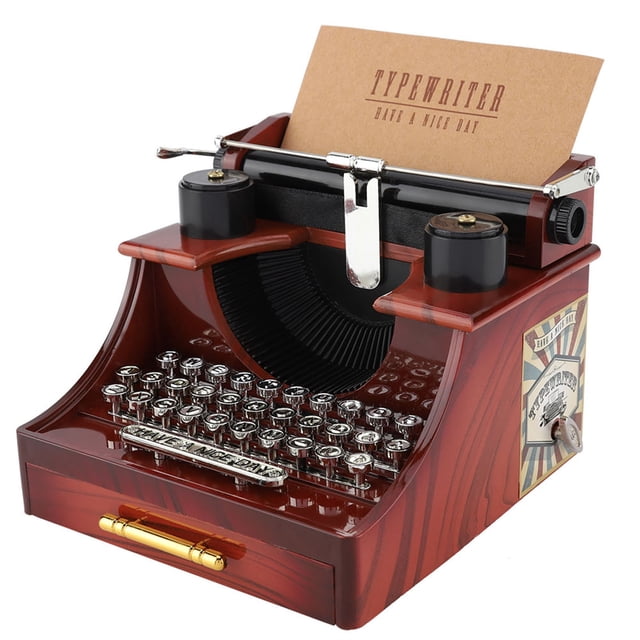 Caja de música vintage, caja de música mecánica estilo máquina de escribir vintage con cajón Caja de música estilo máquina de escribir rendimiento lleno de energía