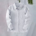 thumbnail image 2 of XIMIN Boys Long Sleeve Oxford Dress Shirt Casual Button Down Striped Top with Lapel Collar Kids Formal Blouse, 2 of 5