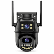 Dual Lens Wireless Security Camera with Auto Tracking, 2K HD PTZ WiFi Surveillance System, Color Night Vision & ICsee App Integration for Smart Home Protection