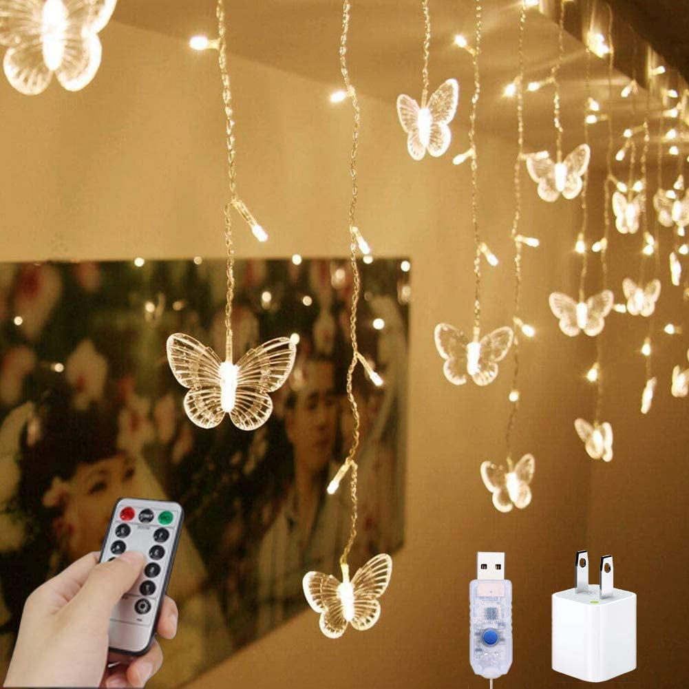 Yolight Erfly Curtain Lights 13ft 96 D Fairy 8 Modes With Remote