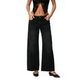 thumbnail image 2 of Rdhnmea Women's Fall Jeans Loose Solid Low Rise Wide Leg Denim Pants, 2 of 9