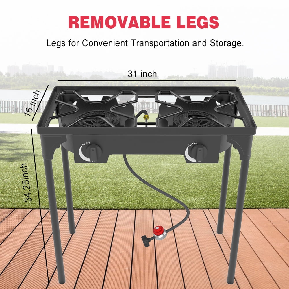 KAPAS Portable 2-Burner Propane Stove, Outdoor/Indoor Use, 15,000 BTU, Model KPS-DB02