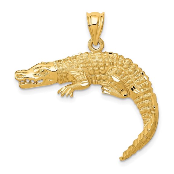Auriga Fine Jewelry 14K Yellow Gold Alligator Pendant for Women (L-30 mm,W-32 mm)