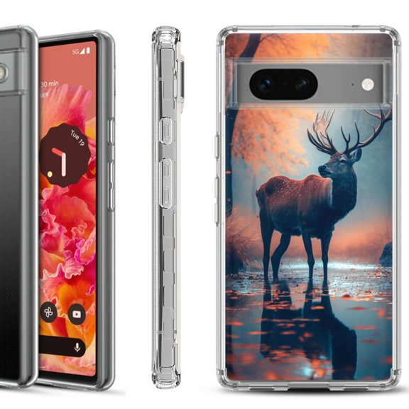 Shockproof Phone Case for Google Pixel 8a 5G, Hybrid Case Cover, by OneToughShield - Deer Autumn