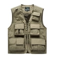 thumbnail image 2 of Chaleco de caza para hombres, novedad de primavera y otoño de 2024, chaqueta de malla para fotografía con múltiples bolsillos para pesca y cuello en V, Logo bordado, chaqueta de malla alta, 2 of 5