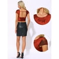 thumbnail image 2 of DARING DIVA Women's Crew Neck Short Sleeve Sheer Mesh Crop Tops XS Red, 2 of 6