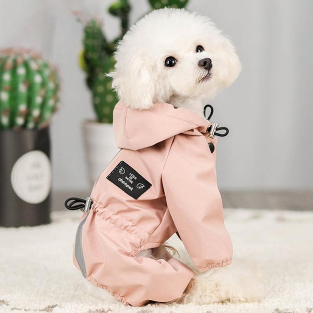 Dog Raincoat Hooded with Reflective Function - Waterproof Dog Jumpsuit Raincoat Adjustable Lightweight Breathable Rain Poncho Jacket Rainwear for Small Medium Dogs