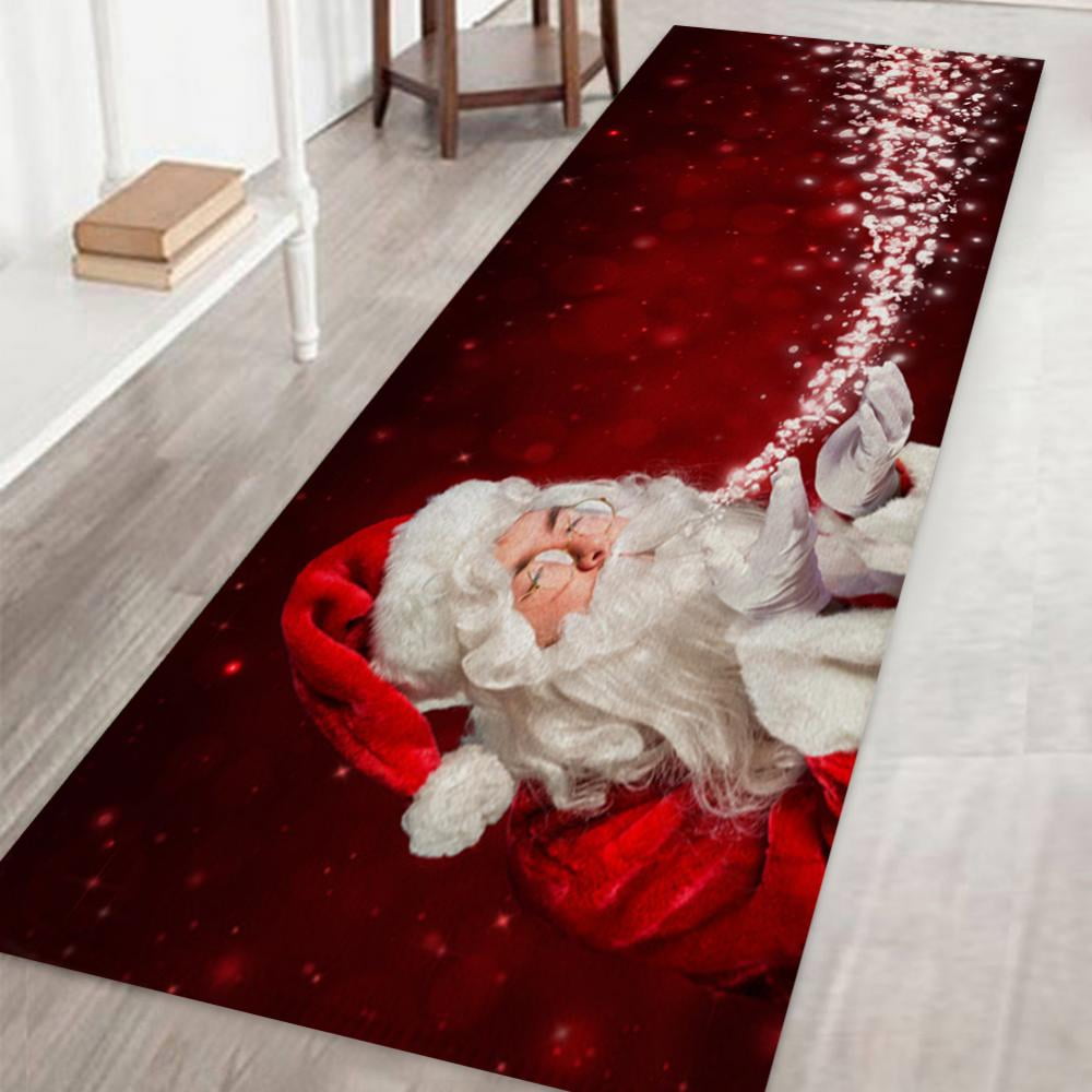  Christmas Round Area Rug 4ft Santa Claus Wood Grain Floor  Carpets Washable Indoor Floor Area Mat Stain-Proof Mat Non-Skid Rugs for  Living Room Dining Kitchen Bedroom Nursery, Snowflake Buffalo Plaid 