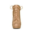 thumbnail image 6 of BLISSFUL STEP Women's Platform Lace Up Strap Block Heels Ankle Boots Nude 6, 6 of 7