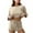 Beige, variant on ZVNAΖH Cotton Linen Pajamas for Women Set, Loungewear Sets for Women 2 Piece, Crew Neck Top and Drawstring Shorts, Winter Saving Loose Fit Sleepwear Set