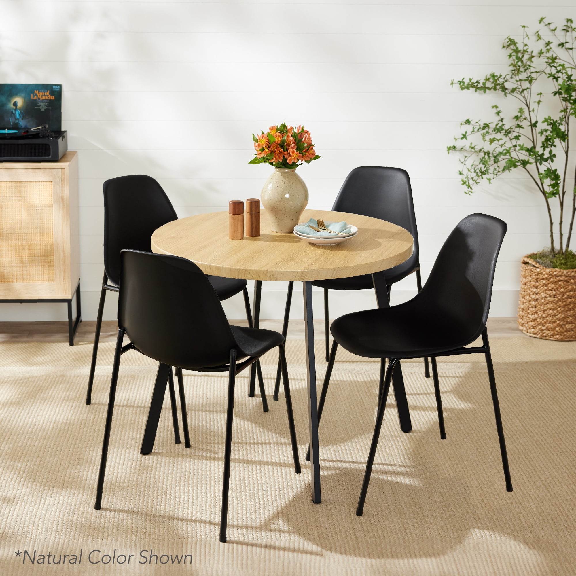 Best Choice Products 35.5in Mid-Century Modern Round Dining Table w/ Steel Legs, Adjustable Feet - Brown