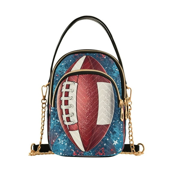 ALAZA Chain Crossbody Bags for Women Football on Flag Shoulder Handbag Phone Purse