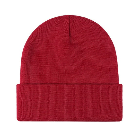 HUANLEDASH Winter Unisex Knitted Hat Stretchy Folded Brim Thickened Solid Color Ear Protection Warm Daily Wear Cap Outdoor Skiing Skating Headwear