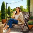 thumbnail image 2 of OverPatio 38in Wooden Rocking Chair for 2, Carbonized Rustic Outdoor Garden Seat Comfortable Backyard Swing Bench, 2 of 11