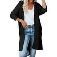 thumbnail image 2 of Qetyuw Womens Mid Length Cardigan Sweaters Oversized Knit Long Sleeve Open Front Cardigans Solid Casual Coat, 2 of 9