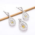 thumbnail image 2 of Yellow Sapphire Simulated, CZ 925 Sterling Silver Platinum Plated Pendant Earring Set P24, Sapphire Pendant Earring Set, Gift For Her, Pear Pendant Ea, 2 of 2