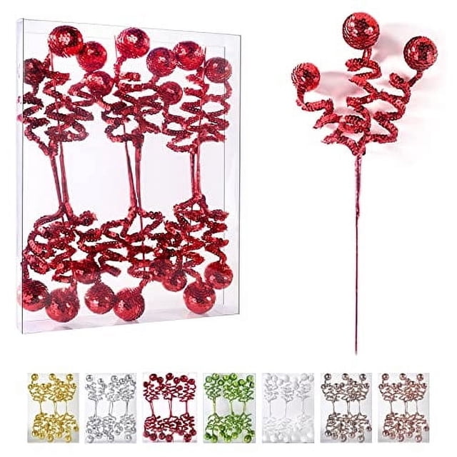Set de decoración para árbol de Navidad, bola de lentejuelas rojas ZHANYIGY