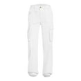 thumbnail image 2 of White Sweatpants Women Adjustable Straight Fit Cargo Pants High Waist Baggy Hiking Pants with Pocket Wide Leg Parachute Pants, 2 of 6
