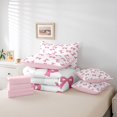 thumbnail image 6 of Erosebridal Pink Bowknot Kids 7 Pieces Bedding Comforter Set,Cartoon Cute Bowtie Pattern Full Bedding Set For Bows Lover,Pink Reversible, 6 of 7