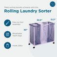 thumbnail image 4 of Honey-Can-Do Plastic 3-Compartment Polyester Mesh Rolling Laundry Sorter, Blue and White, 4 of 4