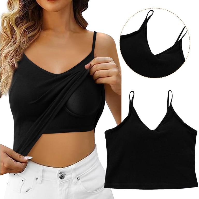 TGPMGRZ Camisole with Built in Bra Spaghetti Strap Padded Tank